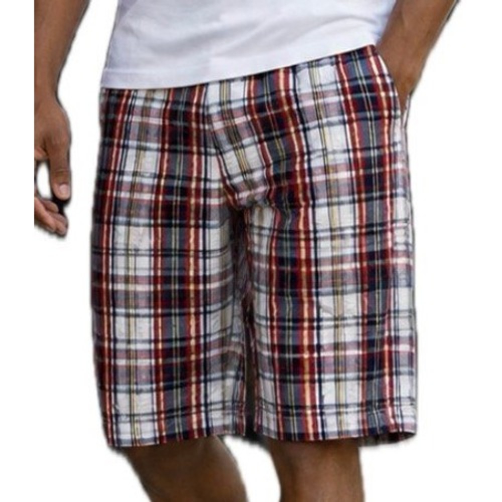 VTG. Anchor Blue Y2K Plaid White/Blue/Yellow Burmuda Shorts. Men's Size 31